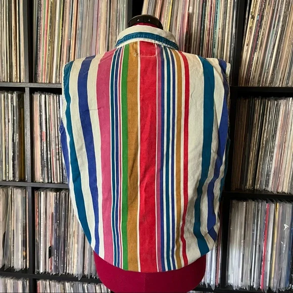 90s y2k vintage striped button down cotton - Picture 5 of 7
